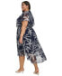 Фото #2 товара Plus Size Floral Crinkle-Chiffon Smocked Midi Dress