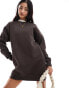 Pull&Bear oversized sweat dress in chocolate brown