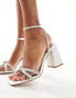 Be Mine Abina embellished sandals in ivory satin