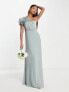 TNFC – Bridesmaid – Maxikleid in Salbeigrün mit One-Shoulder-Träger