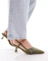 Фото #1 товара Simmi London Dala pointed kitten heel sling backs with eyelet buckle detail in khaki