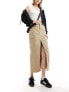 Фото #1 товара Calvin Klein Jeans front split denim maxi skirt in tan