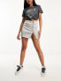 Фото #5 товара Bershka lace up detail satin mini skirt in pale grey