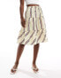 ASOS DESIGN tiered knee length skirt in yellow and pink stripe Gelb/Rosa, 34 - фото #1