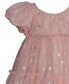 Baby Girls Puff Sleeved Foiled Dot Mesh Party Dress