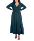 Фото #1 товара Plus Size Long Sleeve V-neck Maxi Dress