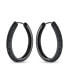 Holiday Party Cubic Zirconia Pave Big Wide Large Oval Inside Out Black CZ Hoop Earrings For Women Prom Cocktail Black Plated