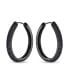 ფოტო #2 პროდუქტის Holiday Party Cubic Zirconia Pave Big Wide Large Oval Inside Out Black CZ Hoop Earrings For Women Prom Cocktail Black Plated