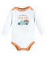 ფოტო #2 პროდუქტის Infant Boy Cotton Long-Sleeve Bodysuits, Pumpkin Truck 3-Pack