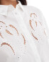 Stradivarius embroidery detail poplin shirt in white