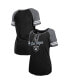 Фото #1 товара Women's Black, Silver Las Vegas Raiders Logo Lace-Up Raglan T-shirt