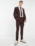 Фото #4 товара Noak wool-rich skinny suit jacket in burgundy check
