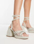 Фото #4 товара MIM Net heeled strappy sandal in beige
