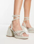 MIM Net heeled strappy sandal in beige