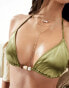 South Beach beaded triangle bikini top in high shine green