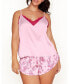 ფოტო #1 პროდუქტის Plus Size Linny Pajama Camisole & Short Set