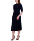 Фото #4 товара Petite Mock-Neck Short-Sleeve Midi Dress