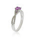 Pink Sapphire & Lab-Grown White Sapphire Crossover Twist Engagement Ring in Sterling Silver by Suzy Levian