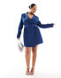 Фото #2 товара Extro & Vert Plus belted mini blazer dress in cobalt