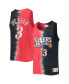 ფოტო #1 პროდუქტის Men's Allen Iverson Red and Black Philadelphia 76ers Hardwood Classics Tie-Dye Name and Number Tank Top