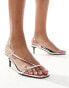 SEQWL kitten heel sandals in silver metallic