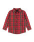 ფოტო #2 პროდუქტის Toddler/Child Boys Red Plaid Flannel Button-down w/Suspenders Set