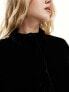 ASOS DESIGN ultimate cropped shirt in black velvet 36 - фото #5