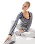 Фото #1 товара ASOS DESIGN knitted top with asymmetric neckline in stripe