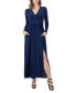 Фото #1 товара Women's Long Sleeve V-neck Side Slit Maxi Dress
