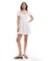 Brave Soul short sleeve tiered dress in white