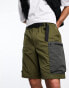 River Island loose pocket cargo short in green