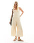 Фото #1 товара ASOS DESIGN linen tie back cropped jumpsuit in stone