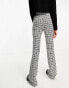 Noisy May Tall flared trousers in black houndstooth