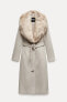 Zw collection faux fur collar coat