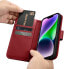 Фото #16 товара Чехол для смартфона ICARER 2w1 etui skórzany pokrowiec z klapką iPhone 14 Plus Anti-RFID Wallet Case сумка - красная