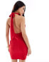 Flounce London high neck mini dress in red Красный, 34 - фото #3