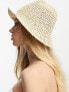 Фото #4 товара ASOS DESIGN straw crochet bucket hat in neutral