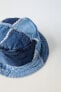 Denim patched bucket hat