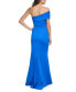 Women's Asymmetric-Neck Side-Pleat Scuba Gown