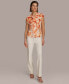 ფოტო #4 პროდუქტის Donna Karan Women's Tie-Neck Cap-Sleeve Blouse