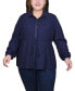 ფოტო #1 პროდუქტის Plus Size Long Dolman Sleeve Drawstring-Waist Tunic Top