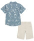 ფოტო #2 პროდუქტის Toddler Boy Plaid Poplin Button-Front Shirt Twill Shorts Set