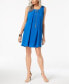 Фото #1 товара NY Collection Petite Pleated Front Gromment A Line Dress Natuical Blue PS