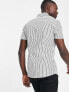 Фото #3 товара ASOS DESIGN skinny stripe shirt in white/black