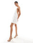 Фото #1 товара Pretty Lavish Hen open back ruffle mini dress in ivory