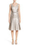 Фото #1 товара Lafayette 148 Lois Metallic Jacquard Pleated Dress size 4 Gold 152571