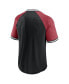 Men's Black, Cardinal Arizona Cardinals Second Wind Raglan V-Neck T-shirt