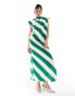 ASOS DESIGN high neck column maxi dress in green stripe