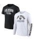Фото #1 товара Men's Black, White Las Vegas Raiders Long and Short Sleeve Two-Pack T-shirt