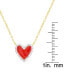 ფოტო #3 პროდუქტის Diamond Red Enamel Heart "Loved" 18" Pendant Necklace (1/8 ct. t.w.) in 14k Gold-Plated Sterling Silver